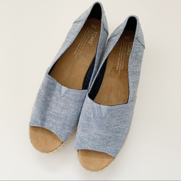 Toms Shoes - Toms chambray blue peep toe espadrille shoes